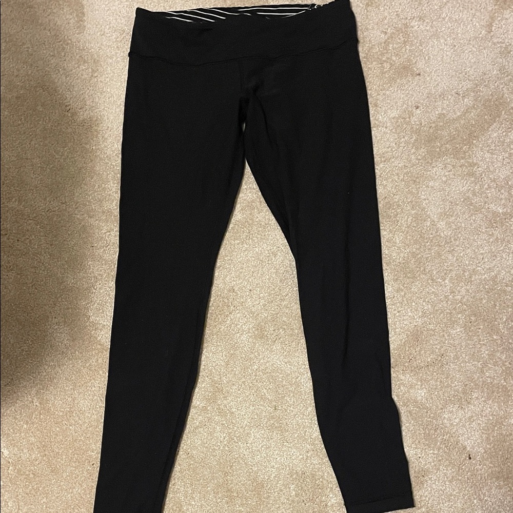 lululemon athletica Black Leggings with Striped Inner Waistband